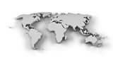 World map 3D silver with clipping path