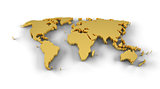 World map 3D gold with clipping path