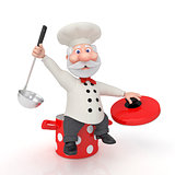 The 3D cook with a pan.