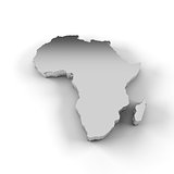 Africa map 3D in silver and including clipping path