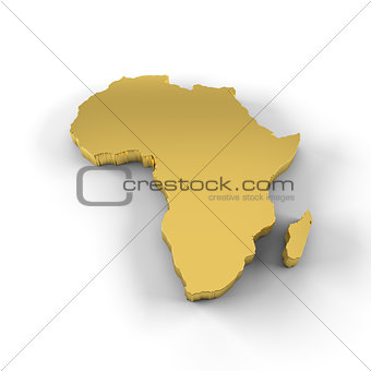Africa map 3D in gold and including clipping path