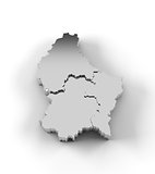 Luxembourg map 3D silver with states stepwise and clipping path