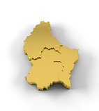 Luxembourg map 3D gold with states stepwise and clipping path
