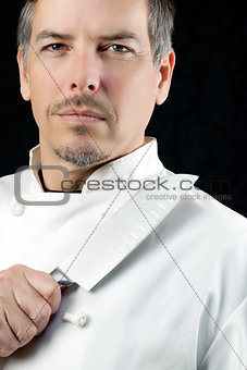 Chef Displays Knife, Portrait