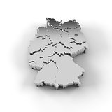 Germany map 3D in silver with states stepwise and clipping path