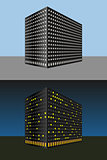 Abstract building. Day and night