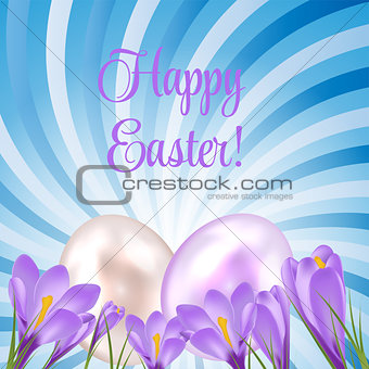 Easter egg's card with colourful eggs. vector illustration