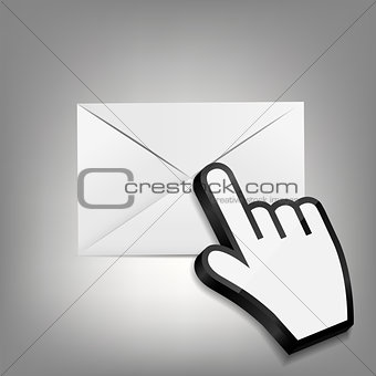 Hand Cursor wth Envelope Vector Illustration