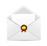 Envelope with Golden Stamp Vector Illustration
