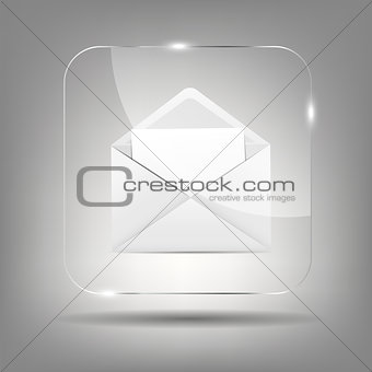 Mail Icon in Glass Button Vector Illustration