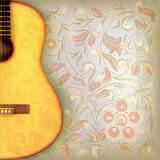abstract grunge music background with guitar and floral ornament
