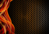 Orange Red and Metal Background with Grid