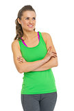 Fitness young woman looking on copy space