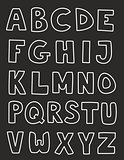 Alphabet letters hand drawn vector set isolated on dark background.