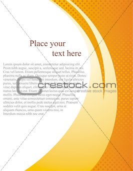 Document page vector template with white background and abstract orange wave.