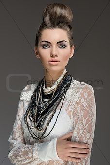 fashion brunette with necklaces  