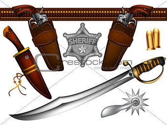 set of sheriff's weapons and accessories