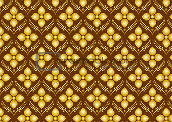 Retro Thai Flower Pattern on Brown Background