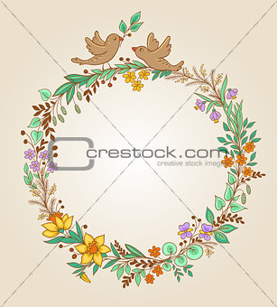 Wreath of flowers and leaves