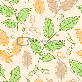 Seamless pattern with elm branches