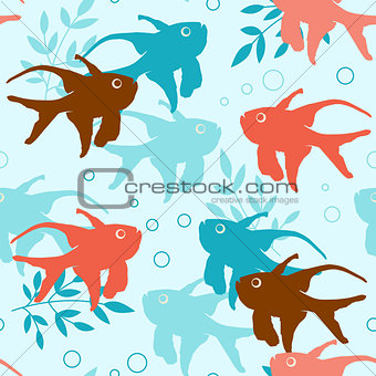 Seamless pattern with tropical fishes