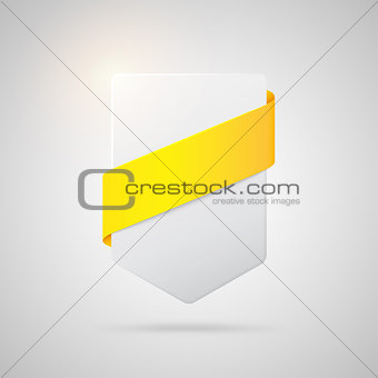 Vector paper badge with yellow silk ribbon