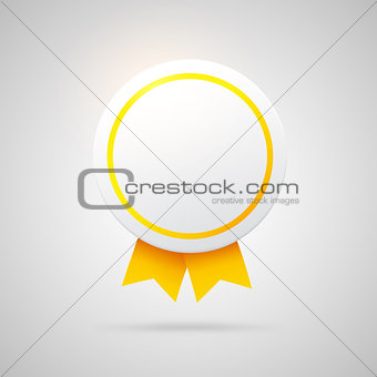 Round vector award with golden ribbons.