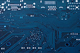 Laptop motherboard dark blue background