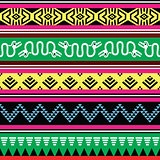 Aztec tribal seamless pattern with monsters in colour