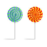 Colorful striped lollipops isolated on a white background