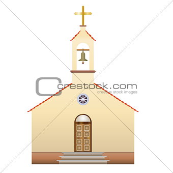church with a cross and bell