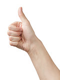 adult man hand thumb up side view