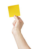adult man hand holding sticky note
