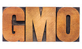 GMO acronym in wood type