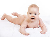 Cute baby boy over white background
