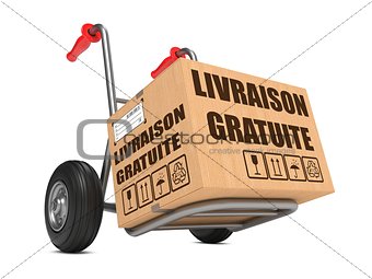 Livraison Gratuite - Cardboard Box on Hand Truck.