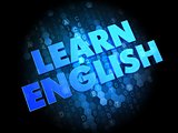 Learn English on Dark Digital Background.