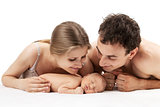 Young caucasian couple with one week old boy