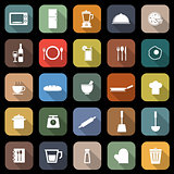 Kitchen flat icons with long shadow