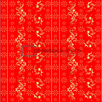 Red background with flowers