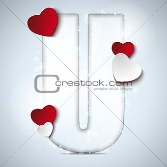 Alphabet Letters With Red Heart Valentine Day