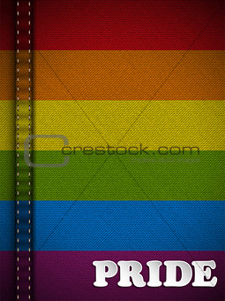 Gay Flag Button on Jeans Fabric Texture