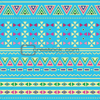Tribal ethinc ztec seamless pattern on blue background
