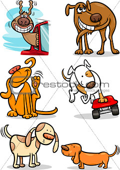 cartoon cute dogs set