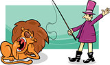 tamer and bored lion cartoon