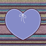 Valentine's day Card. Heart Shape Design with Knitted Pattern