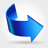 Blue arrow. Three dimensional creative vector icon