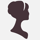 Beautiful woman  head silhouette with stylish hairstyle