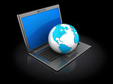 laptop with earth globe