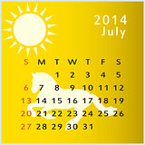 Vector calendar 2014 july